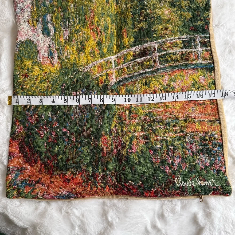Monet Giverny Bridge Tapestry Pillow Cover 18x18
